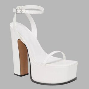 220$ Aaj by Aminah Tina Platform Formal Dress Sandals Women's Size 8.5 US White